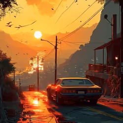Car and sun