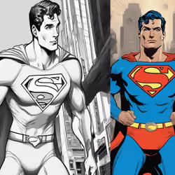 supermen colored & white