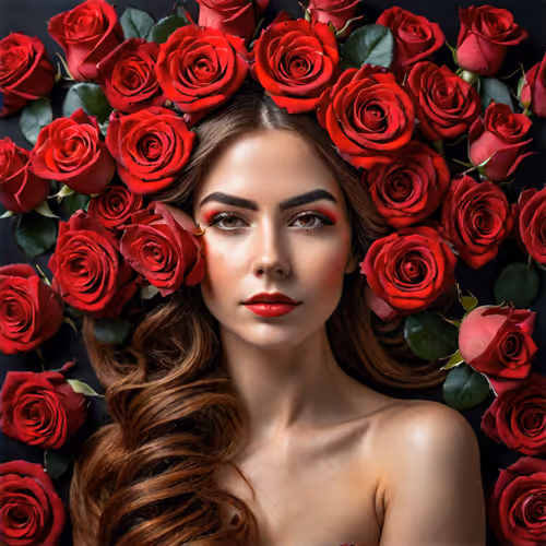 girl in red rozes