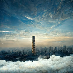 skyscrapper and sky.