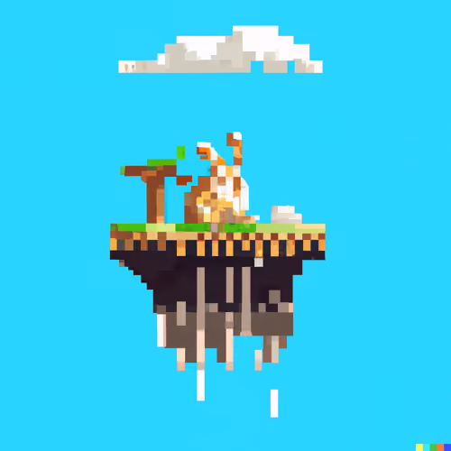 DALL·E 2023-09-04 18.00.39 - infected Rabbit on an island in the clouds. Dribble. 32 bit pixel art