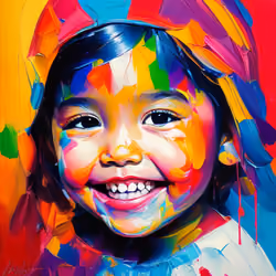 olpntng-style-happy-laughing-cute-child-oil-painting-heavy-strokes-paint-dripping-348081980