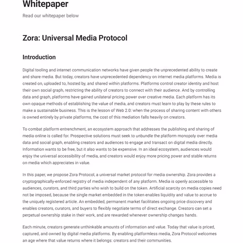 Zora Whitepaper