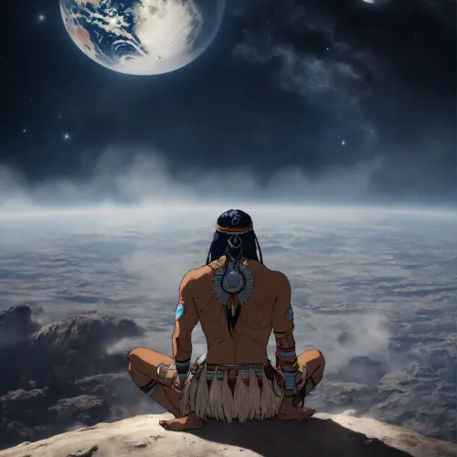 Indian watching the land