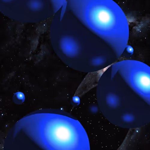 A bunch of blue balls in space