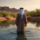A Man in Arab Clothes in a desert