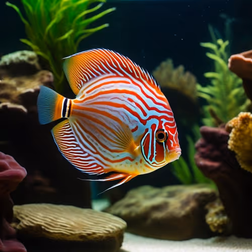 Red Turquoise Discus Fish