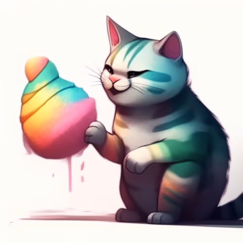 Cat and sweet cotton wool