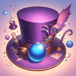 Top hat in purple with blue sphere