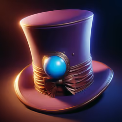 Top hat in purple with blue sphere