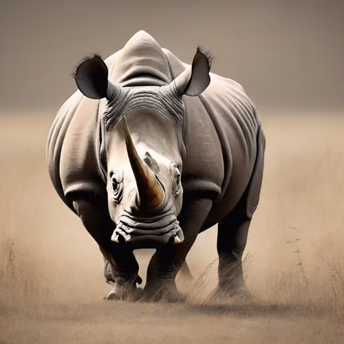 Rhino with a huge horn. (AI)