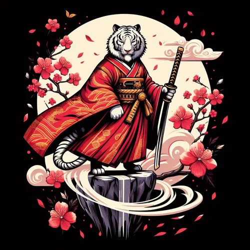 Sakura Tiger - Blossoms in Kimono #895