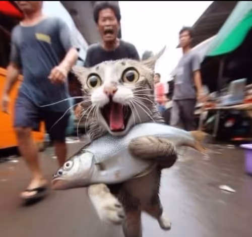 cat stealing fish!