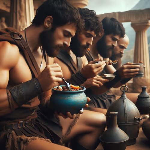 food before the battle "melas zwmos''