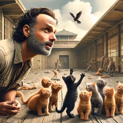 Rick Grimes and kitties