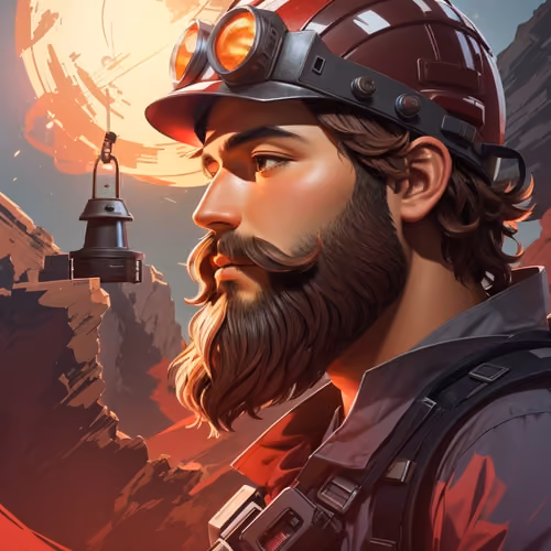 DreamShaper_v7_A_miner_in_a_helmet_and_a_lantern_with_a_beard_2