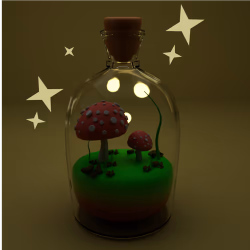 Mushrooms in bottle