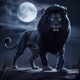 Lion at full moon
