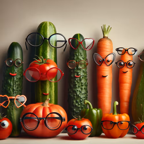 Vegetables with glasses. Enjoy