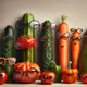 Vegetables with glasses. Enjoy