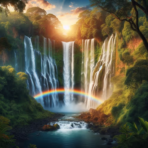 Flowing waterfalls
