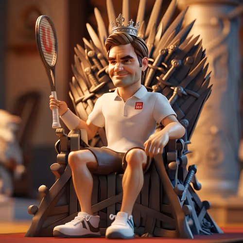 Roger Federer in cartoon on the Iron Throne