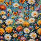 Chrysanthemum flowers and butterflies