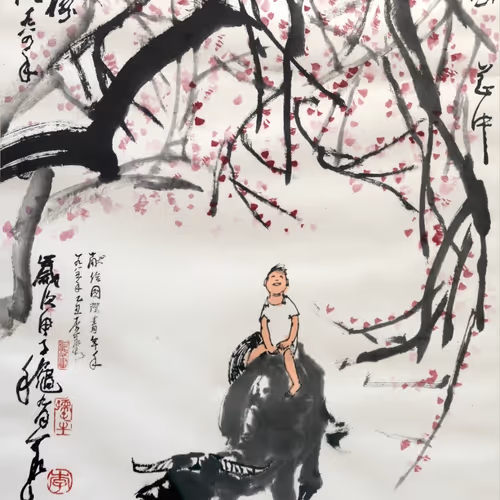 人在萬点梅花中