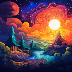 Bright colors of the forest symphony