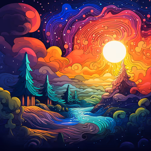 Bright colors of the forest symphony