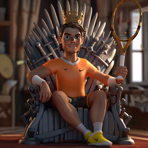 Rafael Nadal in cartoon on the Iron Throne