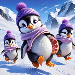 baby penguins with ham