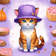 kitten with a purple hat