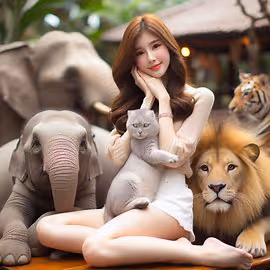 Girl with animals