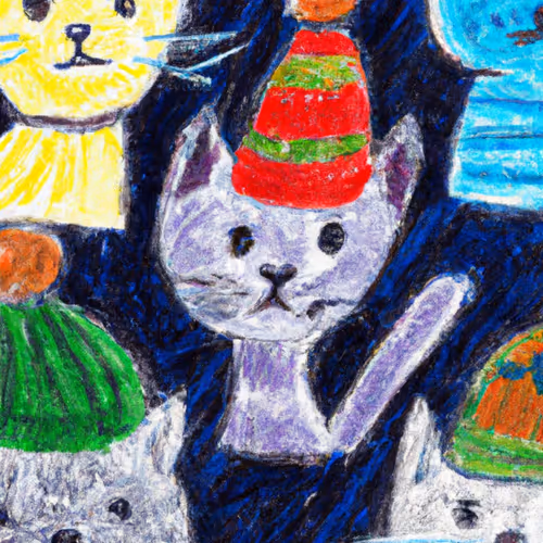 Crayon Cats with Hats