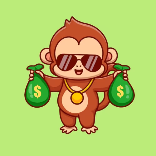 Monkey with two bags of cash
