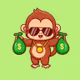 Monkey with two bags of cash