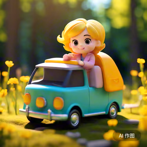 Happy Girl in the Blossoming Fields