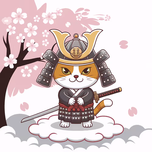 Cartoon Samurai Cat
