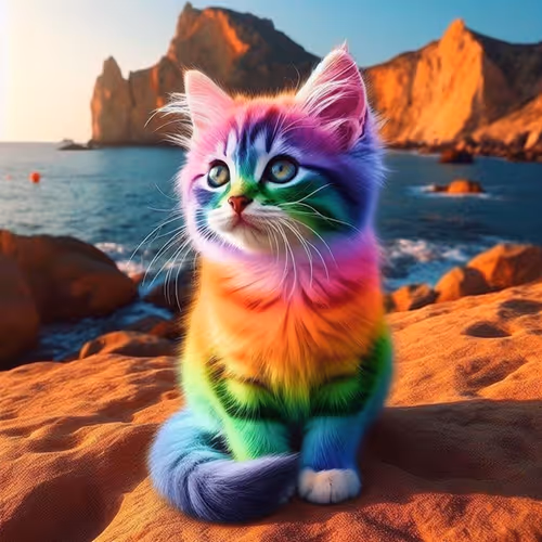 rainbow kitten