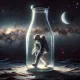 Astronaut is walking inside a bottle