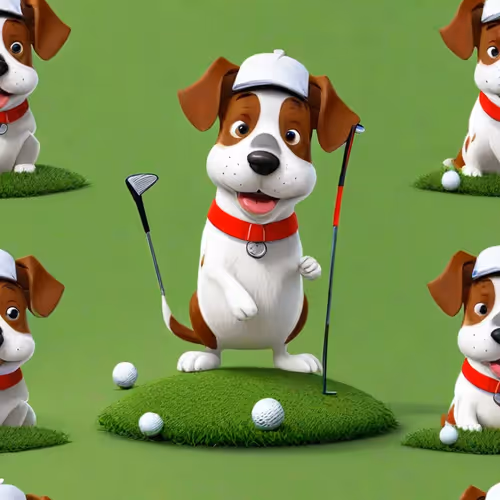 dog playing golf