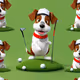 dog playing golf