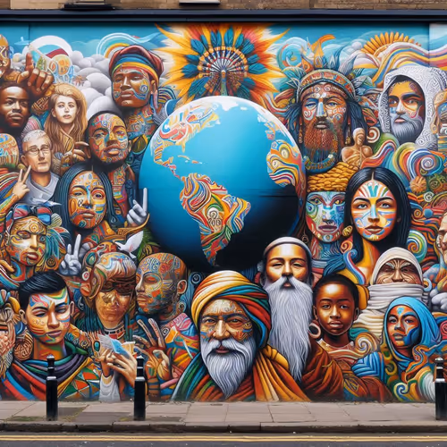 street art mural depicting cultural diversity and unity
