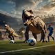 Dinosaurs Playing Soccer