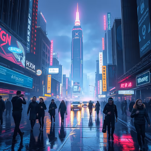 Futuristic city in cyberpunk style