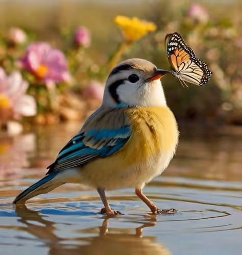 Blue and Yellow Songbird