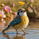 Blue and Yellow Songbird
