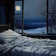 A bed and moon