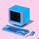 A computer from the 90s in the style of vaporwave